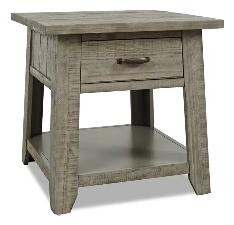 Colson 24 Rustic End Table with Storage and Shelf