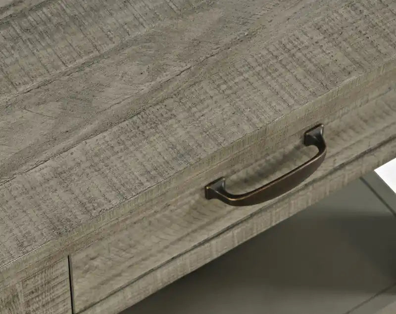 Table d'appoint rustique en bois flotté de 24 po avec tiroir et étagère inférieure ouverte