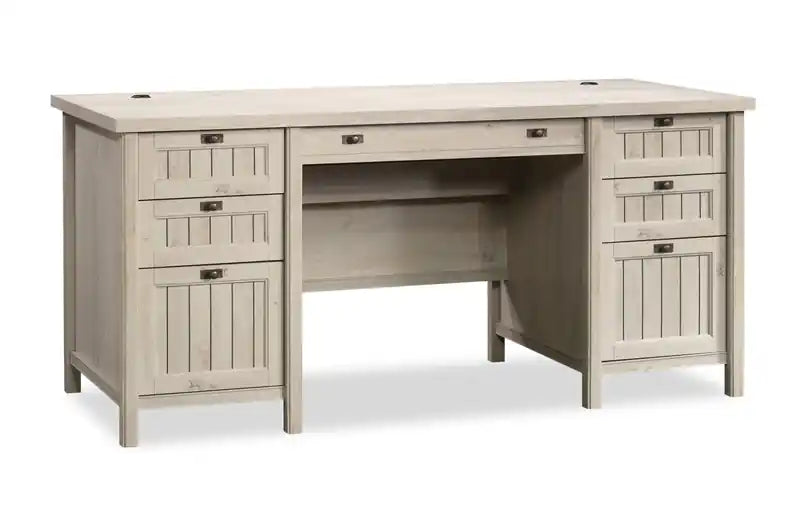 Costa 65.12 Executive Office Desk with 7-Drawers - Chalked Chestnut
