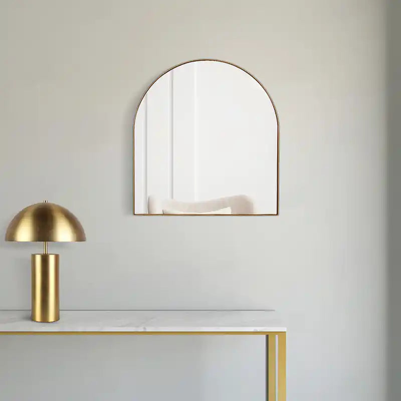 Miroir mural arqué de 34 po avec cadre en métal doré