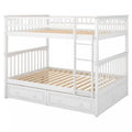 Brady Solid Wood Convertible Full Bunk Bed With Drawers - White Lit Superpose Convertible Brady En Bois Massif, Taille Double, Avec Tiroirs