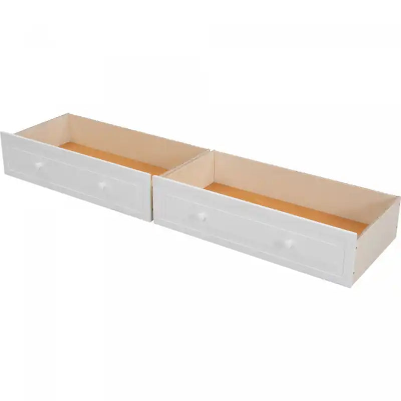 Lit avec tiroirs - Brady convertible éclairé en bois massif, taille double, avec tiroirs
