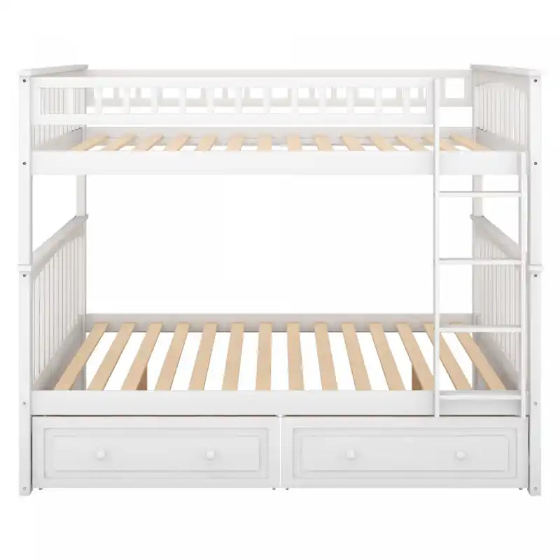 Lit avec tiroirs - Brady convertible éclairé en bois massif, taille double, avec tiroirs