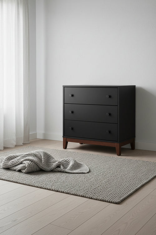 Prepac Nordik 3-Drawer Nightstand - Black and Cherry