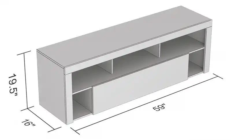 Meuble TV de 150 cm avec 1 grand tiroir et 5 étagères