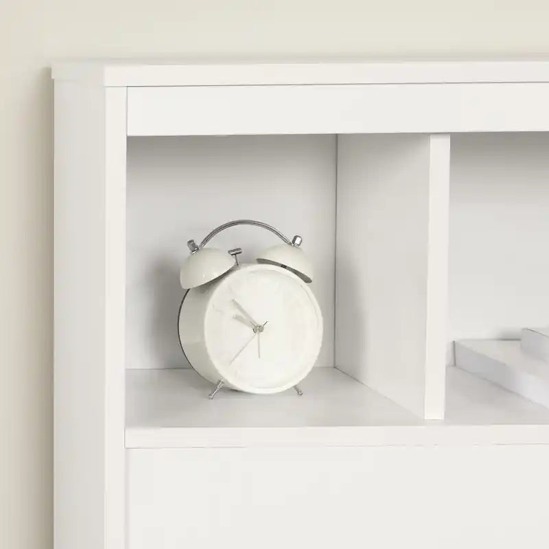 Tête de lit bibliothèque avec rangement - Blanc pur