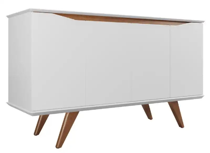 Manhattan Comfort Tudor 53.15 Sideboard with 4 Shelves - White & Maple Cream