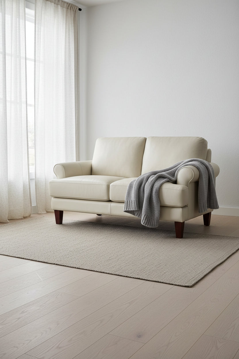 Hydeline Sarina Leather Loveseat - Vanilla