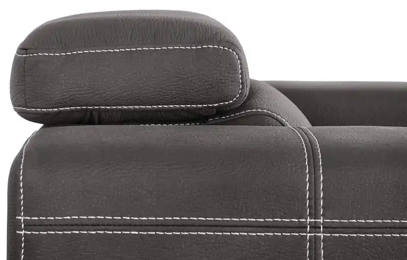 Fauteuil en simili daim 41,5 po avec pouf coulissant et appuie-tête relevable - Gris ciment