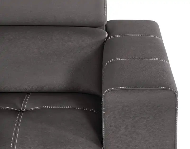 Fauteuil en simili daim 41,5 po avec pouf coulissant et appuie-tête relevable - Gris ciment