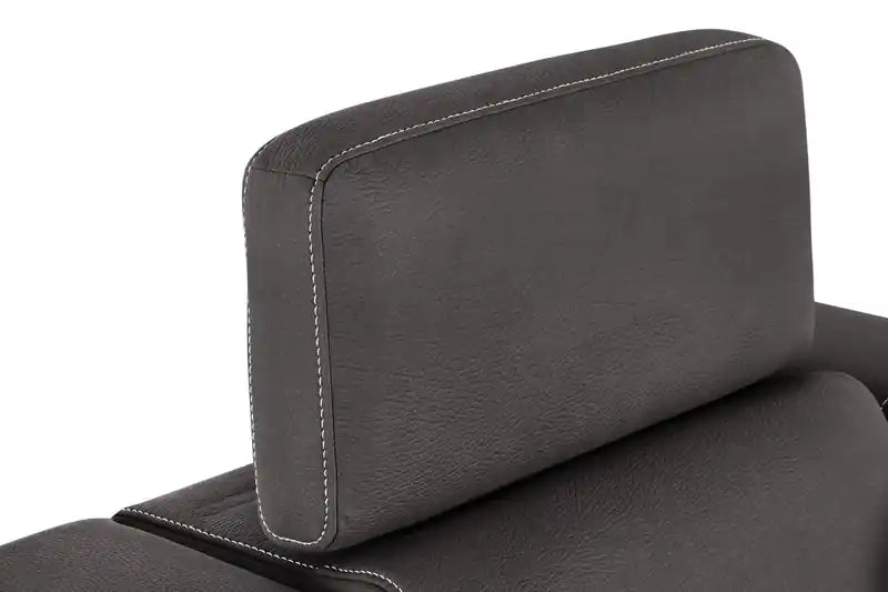 Fauteuil en simili daim 41,5 po avec pouf coulissant et appuie-tête relevable - Gris ciment