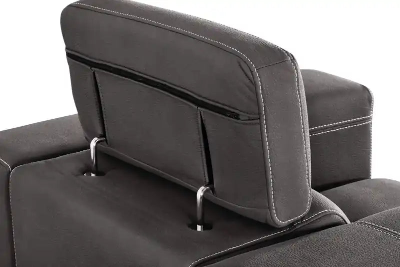 Fauteuil en simili daim 41,5 po avec pouf coulissant et appuie-tête relevable - Gris ciment