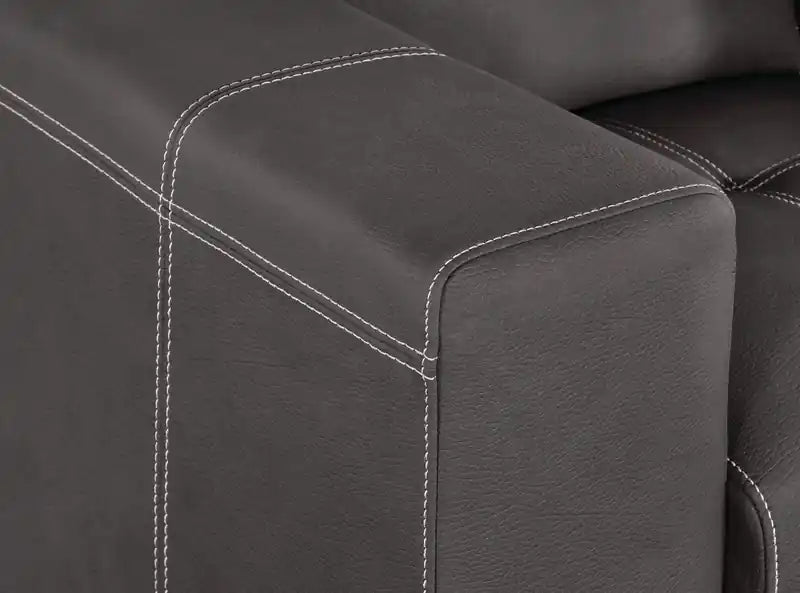 Fauteuil en simili daim 41,5 po avec pouf coulissant et appuie-tête relevable - Gris ciment