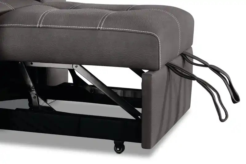 Fauteuil en simili daim 41,5 po avec pouf coulissant et appuie-tête relevable - Gris ciment