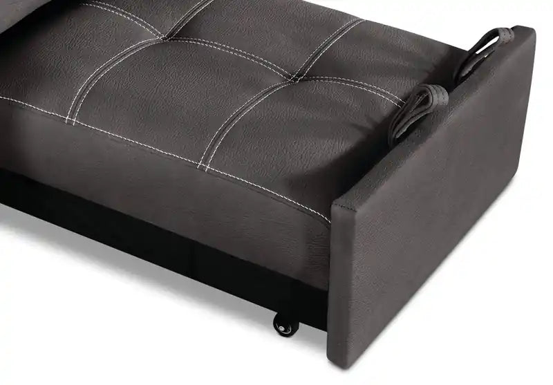 Fauteuil en simili daim 41,5 po avec pouf coulissant et appuie-tête relevable - Gris ciment