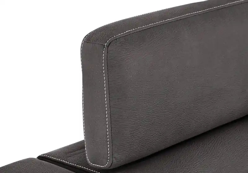 Fauteuil en simili daim 41,5 po avec pouf coulissant et appuie-tête relevable - Gris ciment