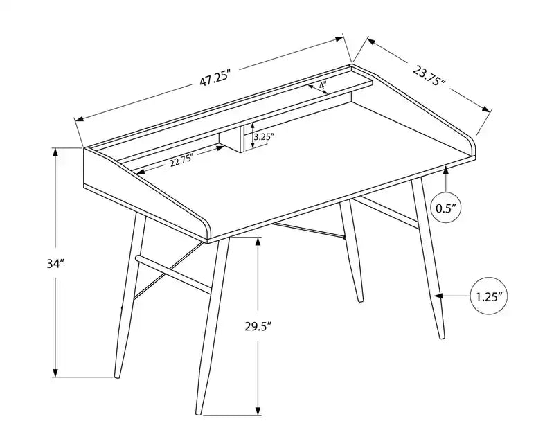 Bureau de 47,25 po avec petite huche