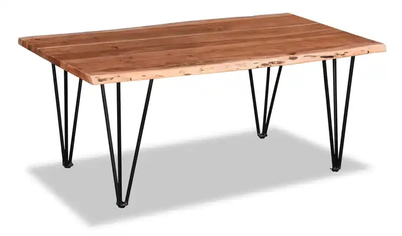 Kaleb 45 Rustic Coffee Table - Brown and Black with Metal Legs