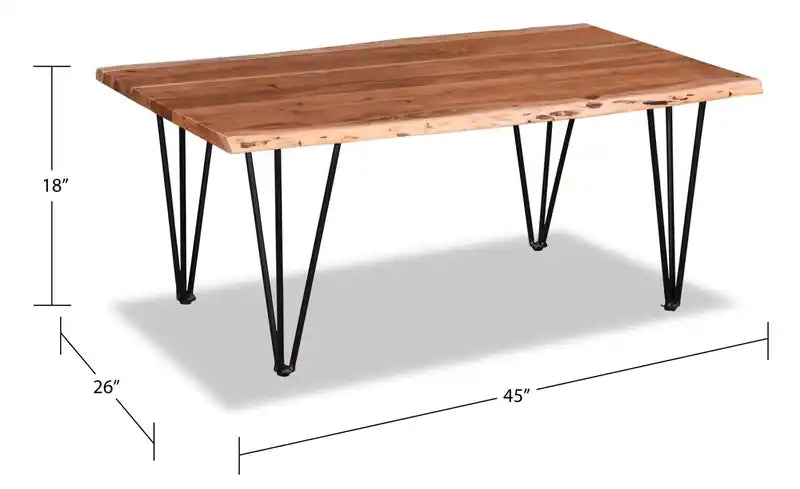 45 Table Basse Rustique - Marron et Noir avec Pieds en Métal