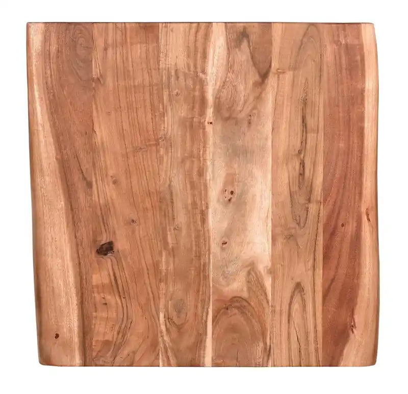 Table d'appoint rustique en bois d'acacia massif de 22 po avec pieds épingles noirs