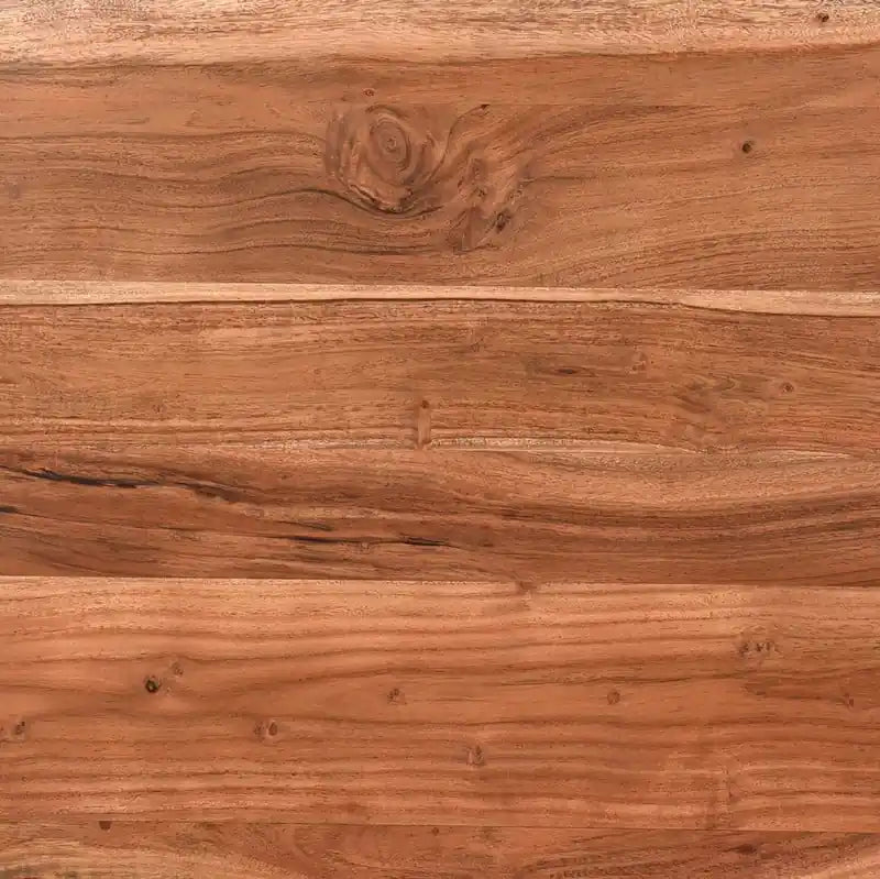Table d'appoint rustique en bois d'acacia massif de 22 po avec pieds épingles noirs