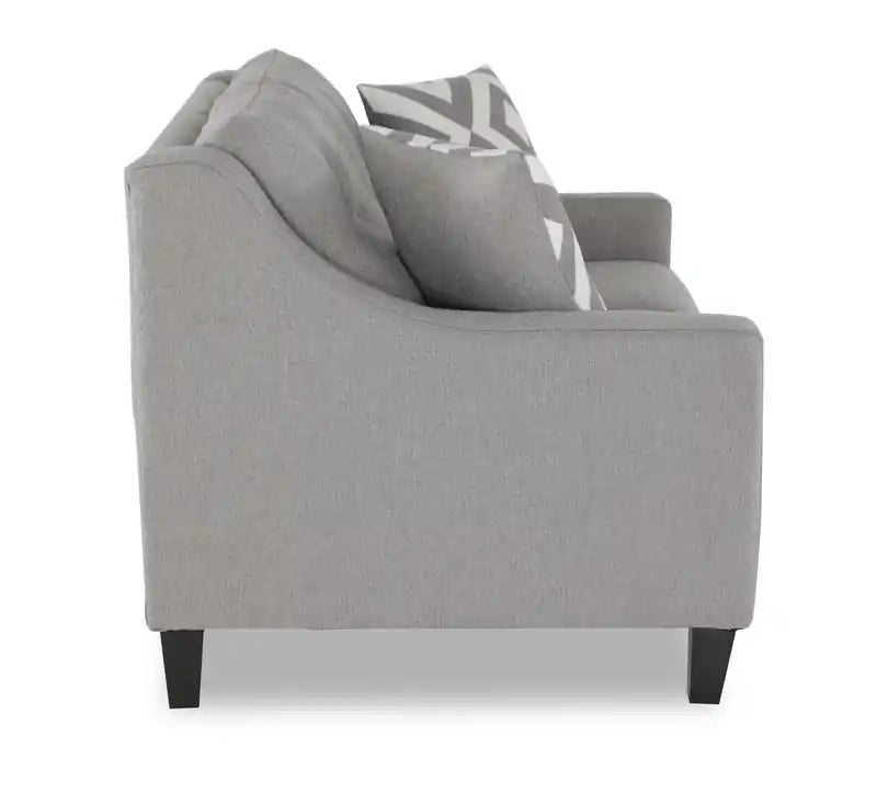 Causeuse style lin avec pieds en bois - Gris Zeus