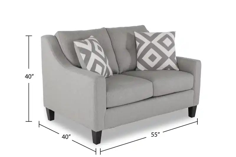 Causeuse style lin avec pieds en bois - Gris Zeus