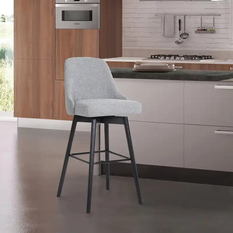 Tabouret avec Siège Pivotant et Tissu Polyester, H 67,3 cm, Bois et Métal