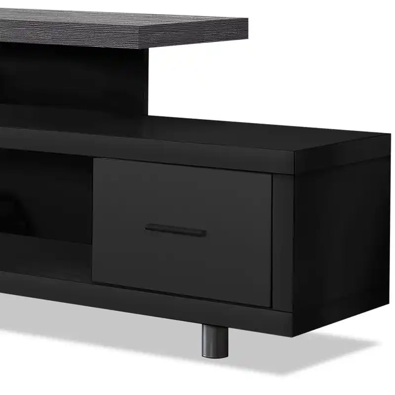 Meuble TV moderne de 60 po avec rangement et gestion des câbles pour téléviseurs jusqu'à 65 po - Noir
