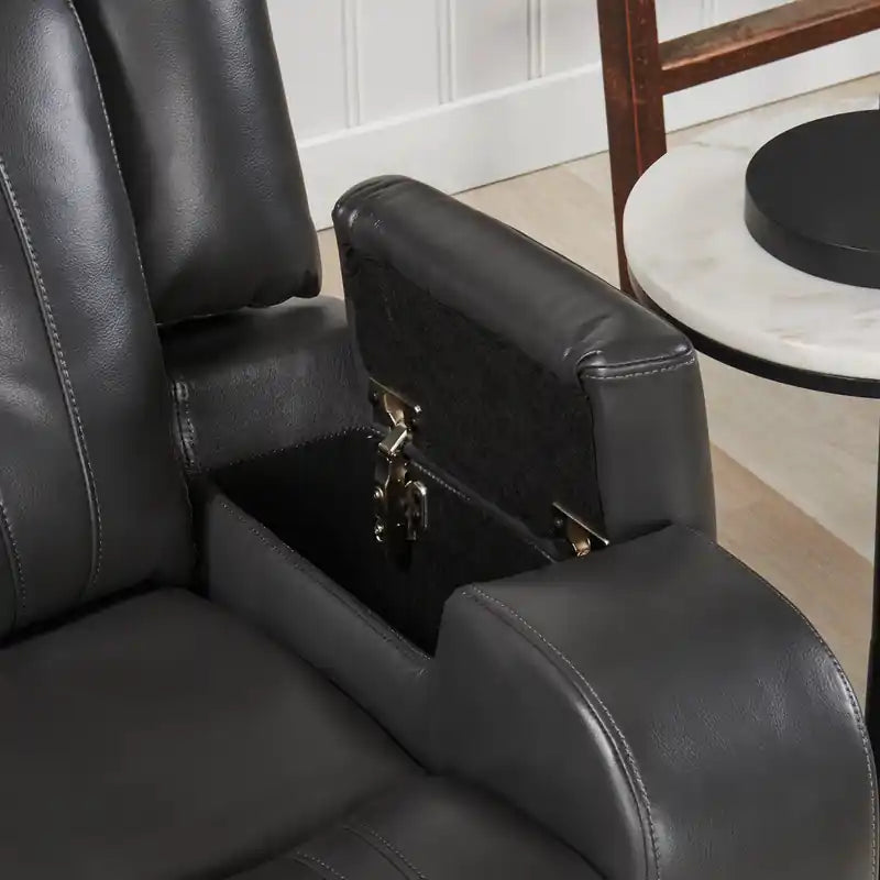 Fauteuil inclinable électrique aspect cuir avec accoudoirs de rangement et port USB