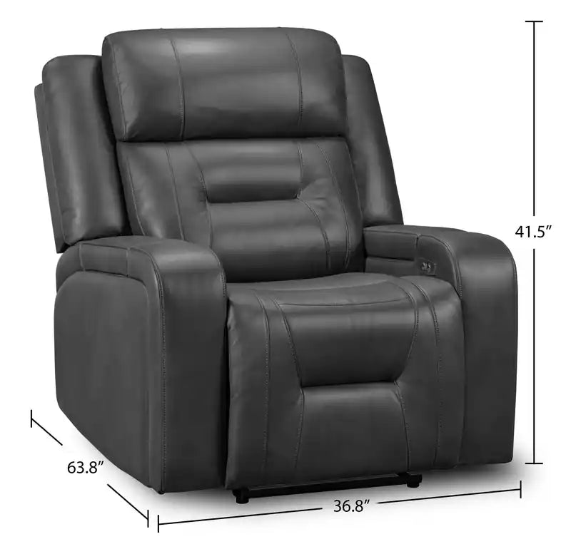 Fauteuil inclinable électrique aspect cuir avec accoudoirs de rangement et port USB