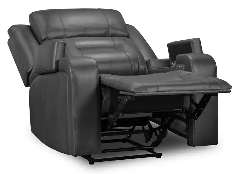 Fauteuil inclinable électrique aspect cuir avec accoudoirs de rangement et port USB