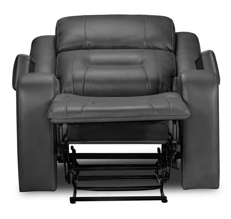 Fauteuil inclinable électrique aspect cuir avec accoudoirs de rangement et port USB