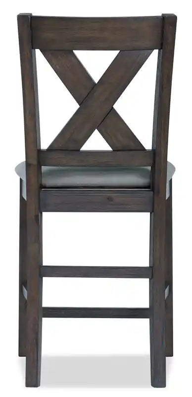 Chaise de salle à manger avec revêtement en similicuir, dossier croisé - Gris/Marron