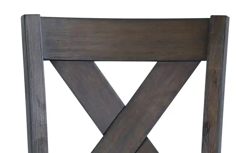 Chaise de salle à manger avec revêtement en similicuir, dossier croisé - Gris/Marron
