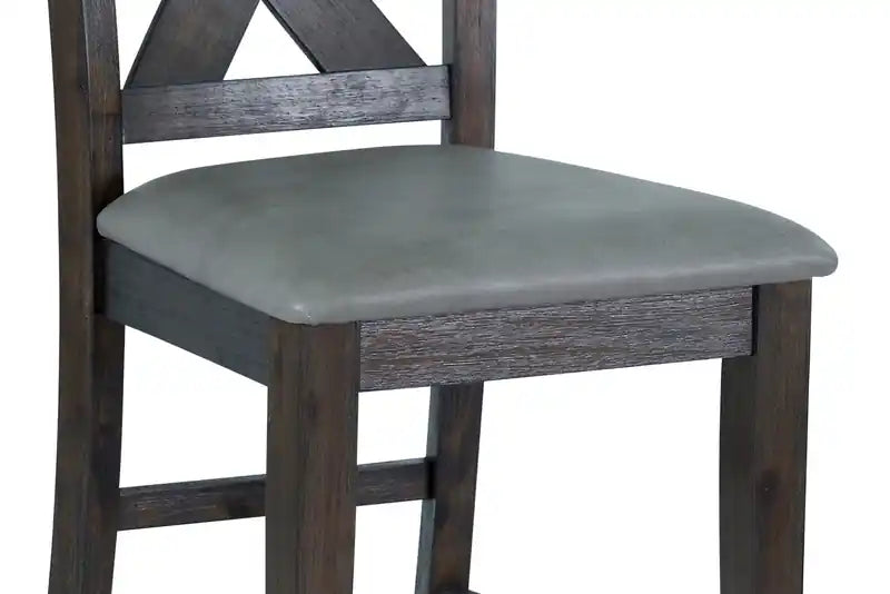 Chaise de salle à manger avec revêtement en similicuir, dossier croisé - Gris/Marron
