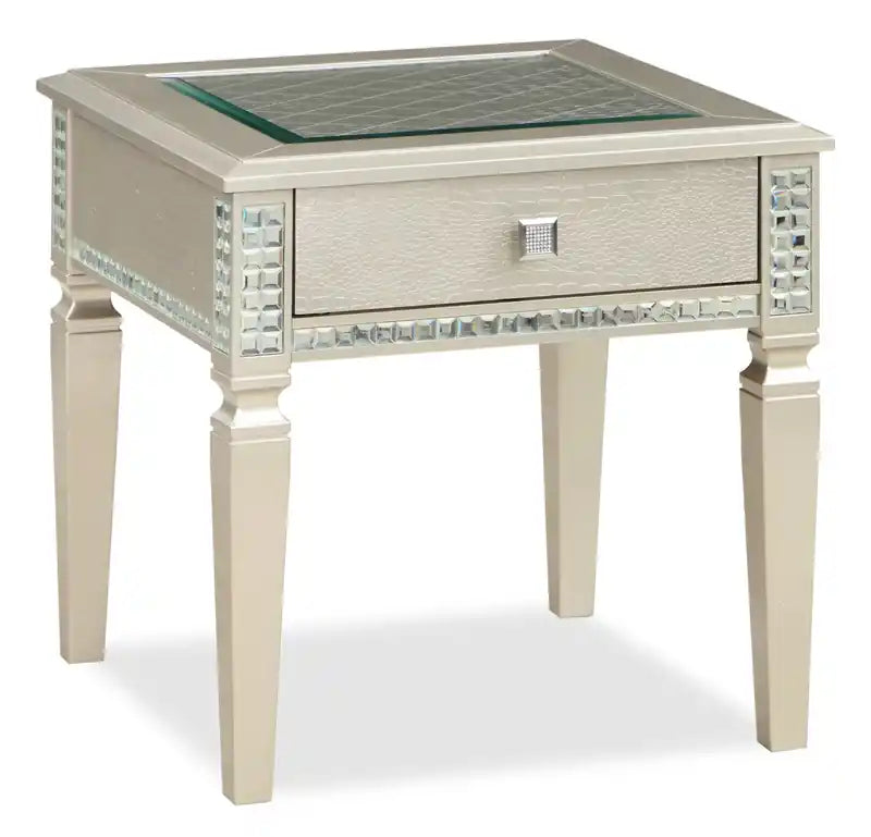 Tyra 24 Glam End Table with Storage - Champagne