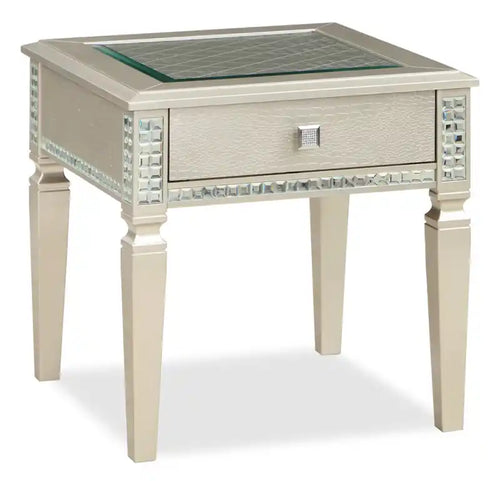 Tyra 24 Glam End Table with Storage - Champagne