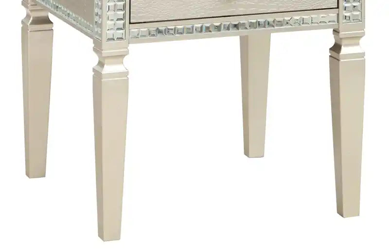 Table d'appoint avec tiroir effet miroir Glam 24" - Fini champagne