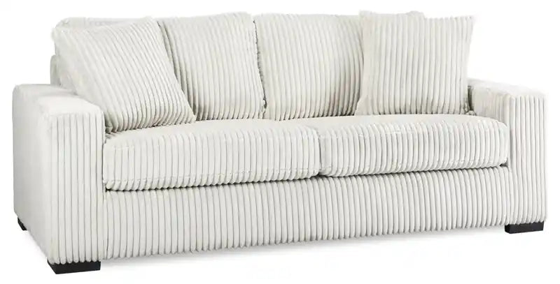 Canapé 87 en tissu gris clair avec accoudoirs droits et coussins d'assise et de dossier réversibles