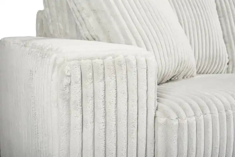 Canapé 87 en tissu gris clair avec accoudoirs droits et coussins d'assise et de dossier réversibles