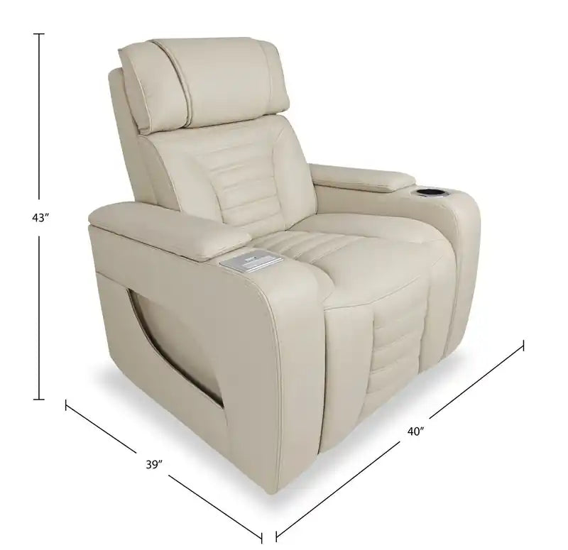 Fauteuil inclinable massant électrique en similicuir avec appui-tête électrique et siège chauffant – Abricot