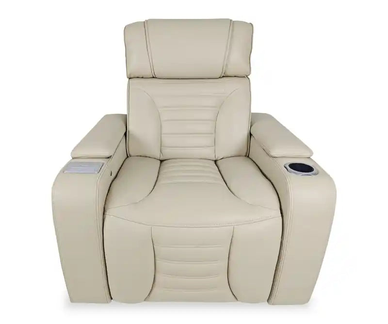 Fauteuil inclinable massant électrique en similicuir avec appui-tête électrique et siège chauffant – Abricot
