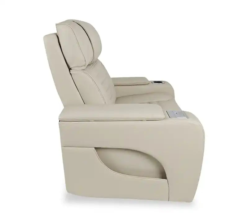 Fauteuil inclinable massant électrique en similicuir avec appui-tête électrique et siège chauffant – Abricot