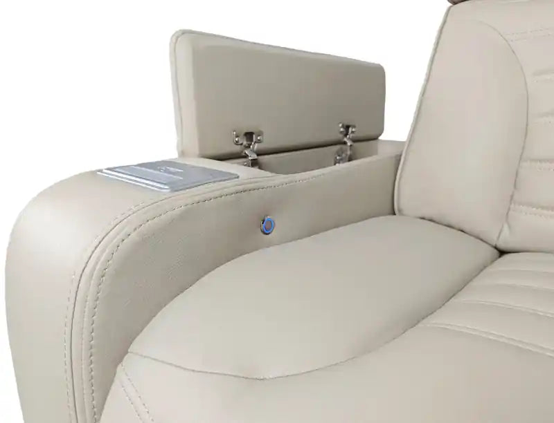 Fauteuil inclinable massant électrique en similicuir avec appui-tête électrique et siège chauffant – Abricot