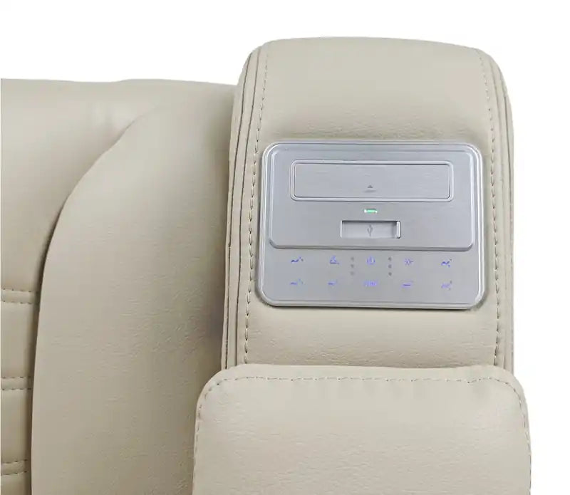Fauteuil inclinable massant électrique en similicuir avec appui-tête électrique et siège chauffant – Abricot