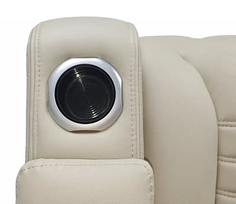 Fauteuil inclinable massant électrique en similicuir avec appui-tête électrique et siège chauffant – Abricot