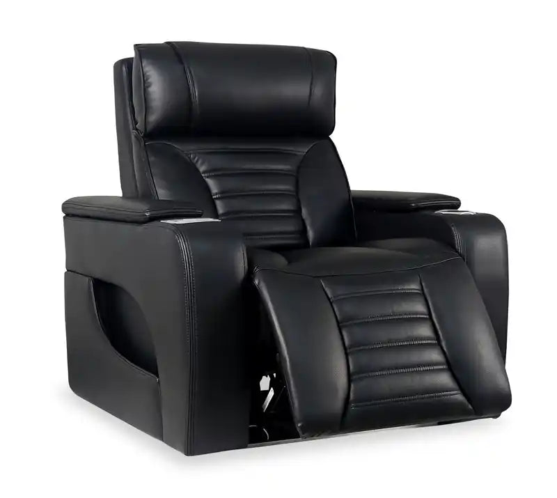Fauteuil inclinable massant électrique en similicuir avec appui-tête électrique et siège chauffant – Abricot