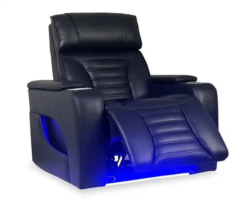 Fauteuil inclinable massant électrique en similicuir avec appui-tête électrique et siège chauffant – Abricot