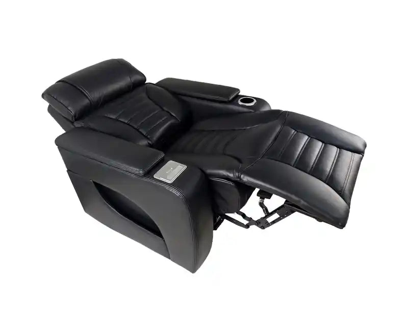 Fauteuil inclinable massant électrique en similicuir avec appui-tête électrique et siège chauffant – Abricot